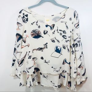 Anthropologie Maeve On the Town Violin silk blouse